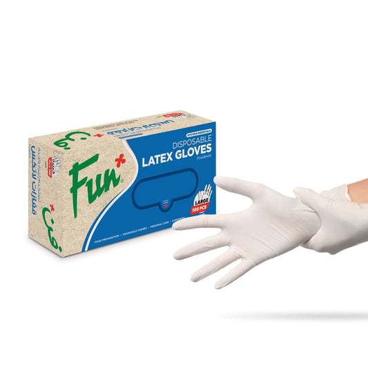 Fun® Disposable White Latex Gloves Pack of 100