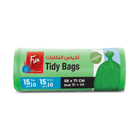 Fun® Biodegradable Green Garbage Bags on roll 58x71cm [15rl x 1crt]