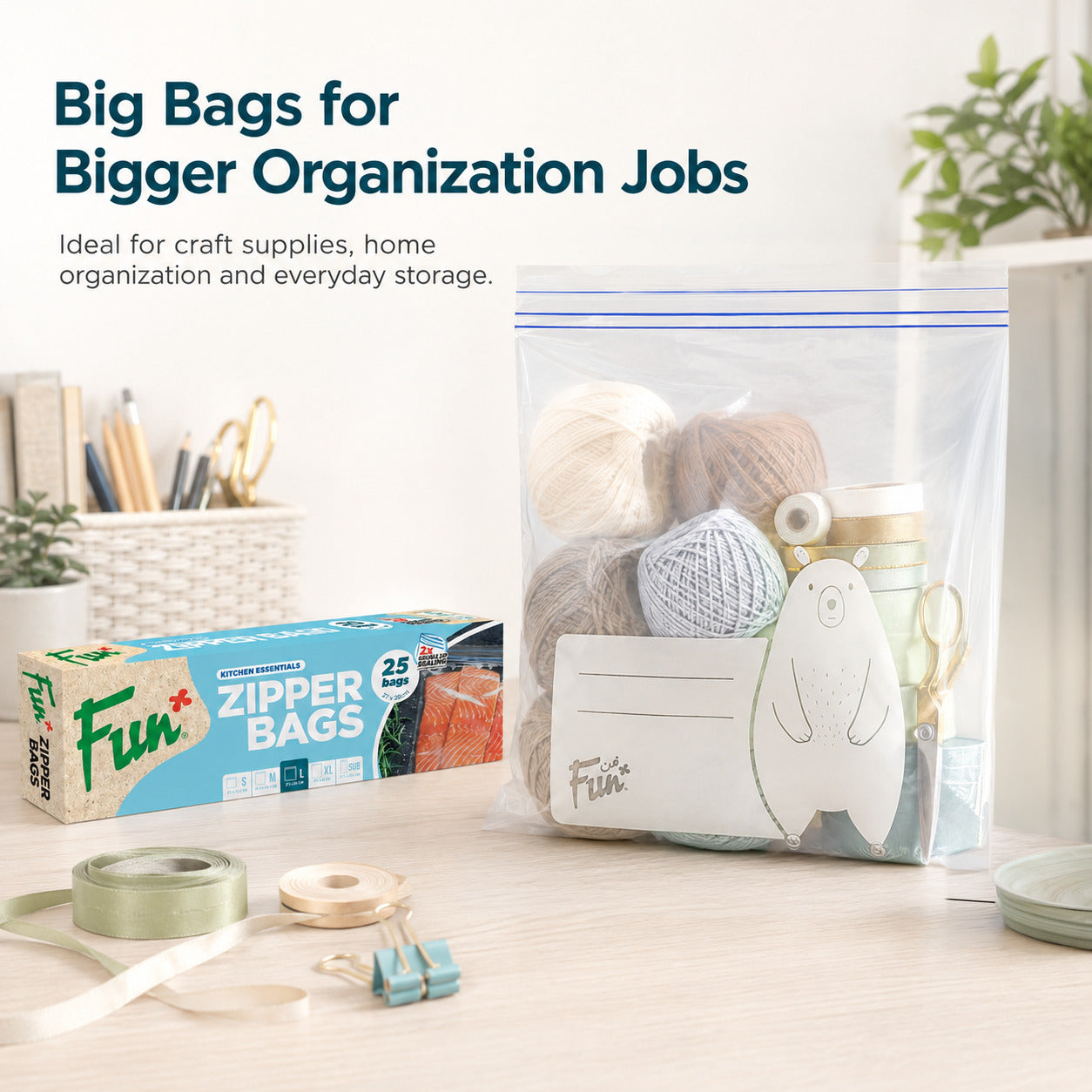 Fun Clear Zipper bags 27x28cm [25pcs x 1pkt]