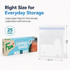 Fun Clear Zipper bags 27x28cm [25pcs x 1pkt]