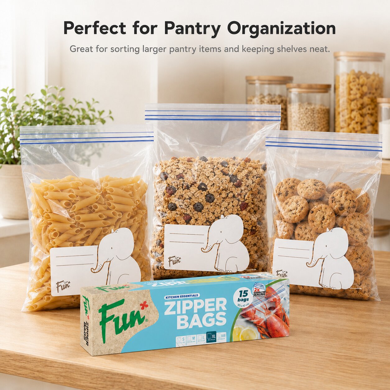 Fun Clear Zipper bags 30x40cm [15pcs x 1pkt]