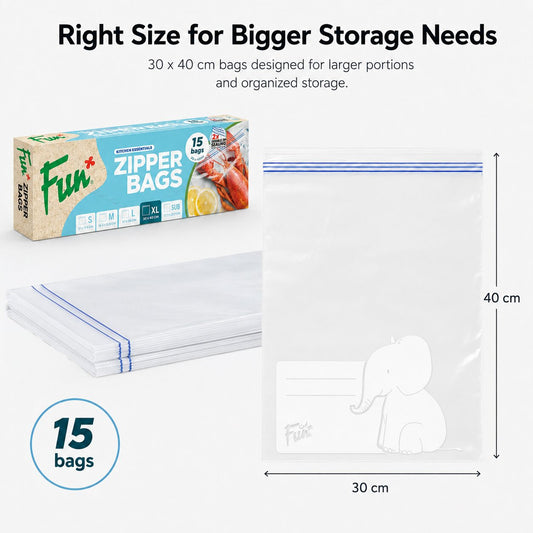 Fun Clear Zipper bags 30x40cm [15pcs x 1pkt]