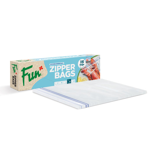 Fun® Clear Freezer Zipper bags 30x40cm [15pcs x 1pkt]