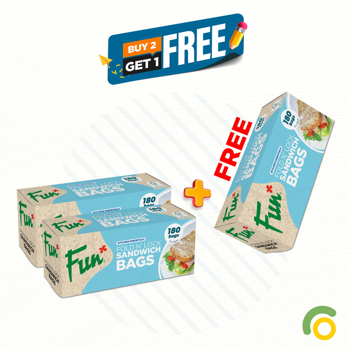 Fun Fold’N Lock Bags 16.5x14.56cm Buy 2 Get 1 Free