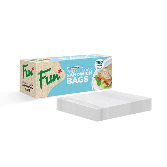 Fun® Fold N'Lock Clear Sandwich bags 17x15cm [180pcs x 1pkt]