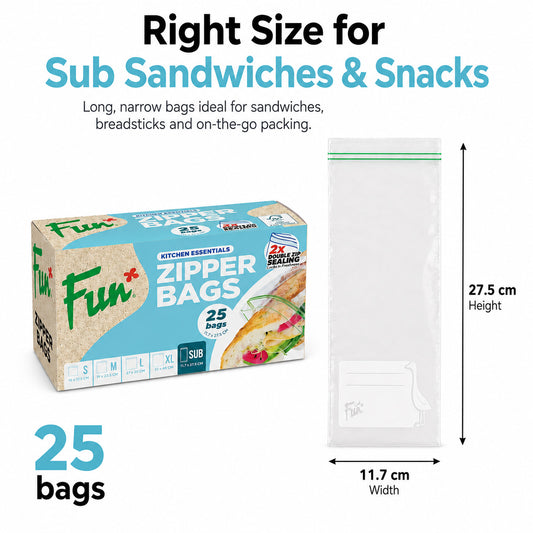 Fun Clear Zipper bags 11.7x27.5cm (P:25pcs*1pkt)