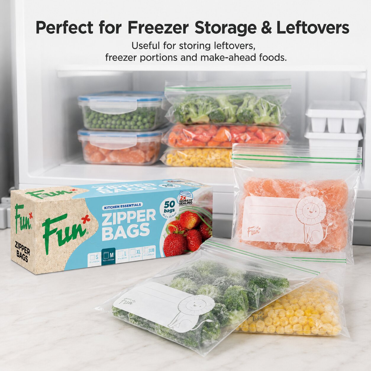 Fun Clear Zipper bags 18.3x23.5cm [50pcs x 1pkt]