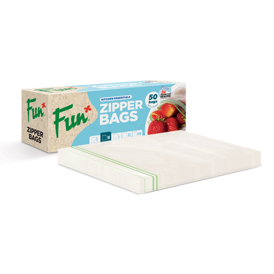 Fun® Clear Zipper bags 18.3x23.5cm [50pcs x 1pkt]