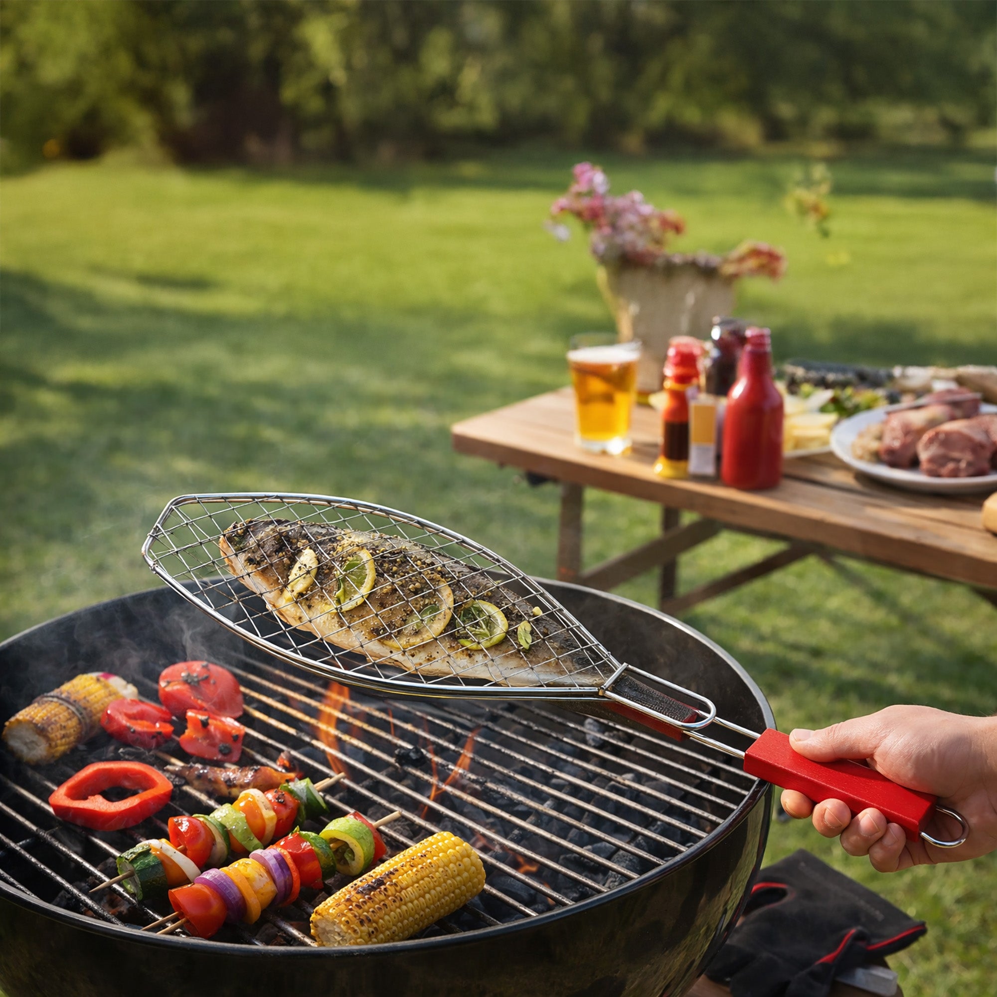 Baya Nar Oval BBQ Grill Basket with Handle 15 x 65 cm 1 Piece