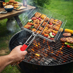 Baya Nar Rectangular BBQ Grill Basket with Handle 33 x 26 x 58 cm 1 Piece