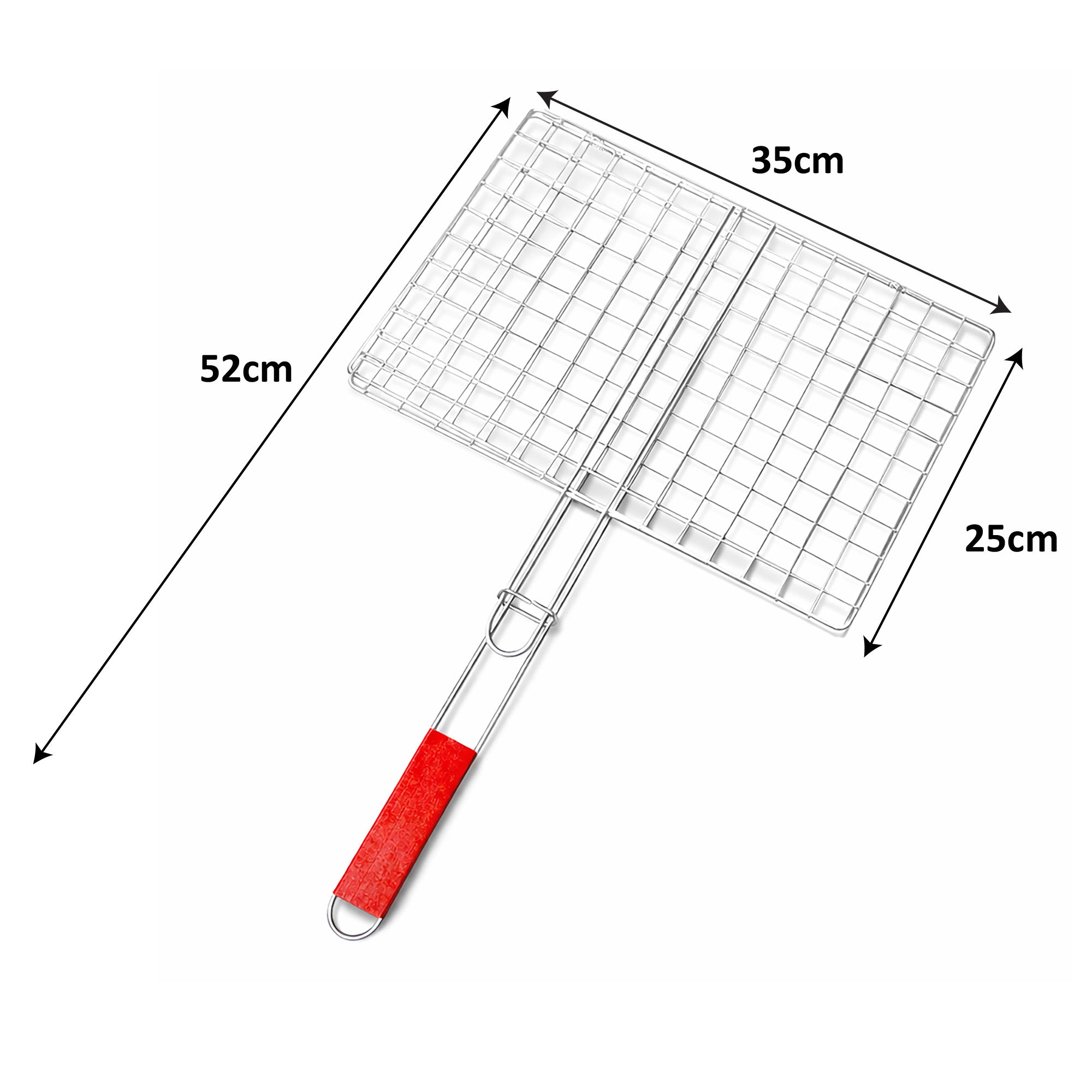 Baya Nar Rectangular BBQ Grill Basket with Handle 35 x 25 x 52 cm 1 Piece