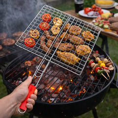 Baya Nar Rectangular BBQ Grill Basket with Handle 35 x 25 x 52 cm 1 Piece