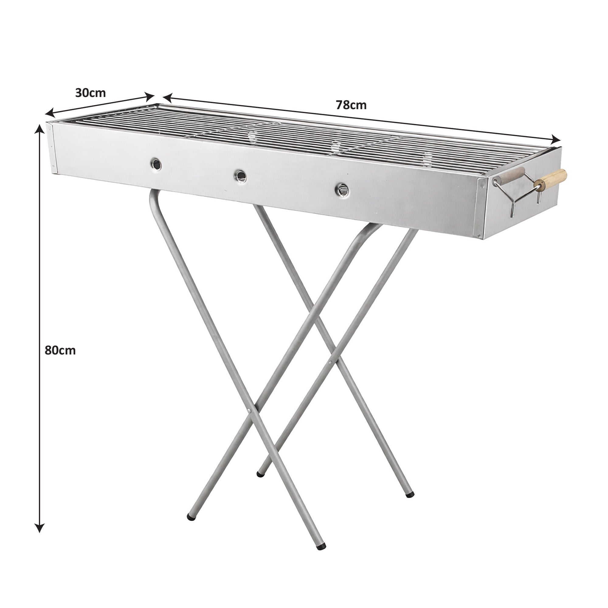 Baya Nar Stainless Steel BBQ Grill with Stand, 78 x 30 x 80 cm 1 Piece