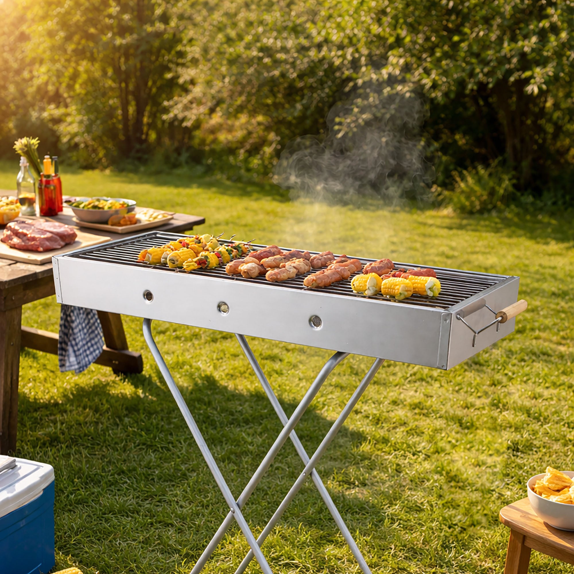 Baya Nar Stainless Steel BBQ Grill with Stand, 78 x 30 x 80 cm 1 Piece