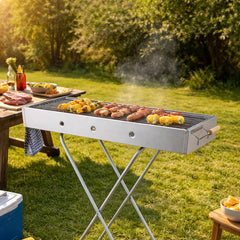 Baya Nar Stainless Steel BBQ Grill with Stand, 78 x 30 x 80 cm 1 Piece