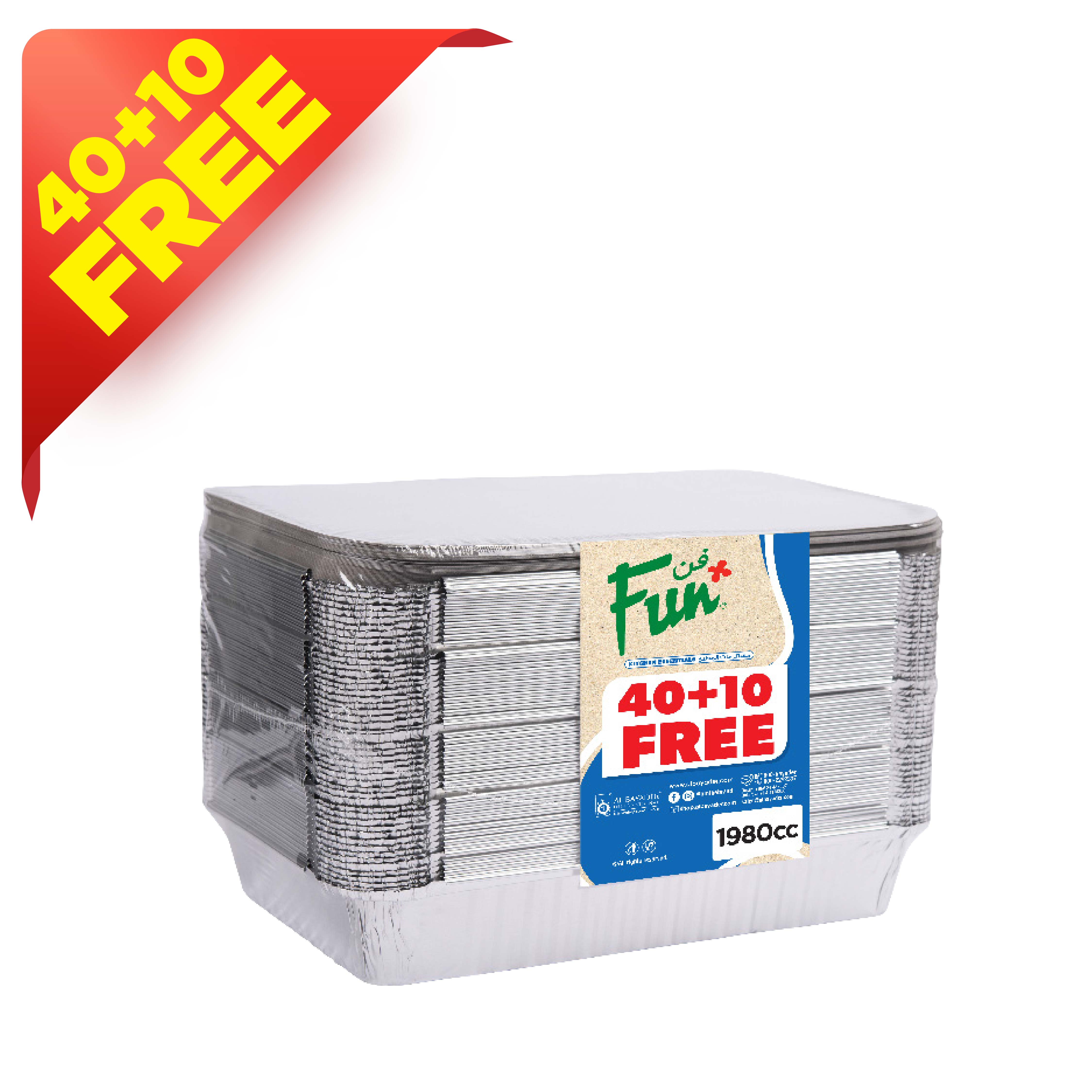 Fun Mega Pack Aluminium Container with lid 1980cc 50pcs  [40+10FREE]