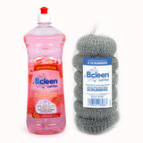 Bcleen® Grape Fruit Dishwashing Liquid 1L & Steel Wool 6 Pcs