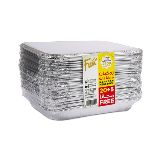 Fun® Boutique Promo Aluminium Container w/lid 2400cc (P:25pcs x 1pkt)