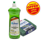 Bcleen® Green Apple Dishwashing Liquid 1L & Sourcing Pad 5 Pcs