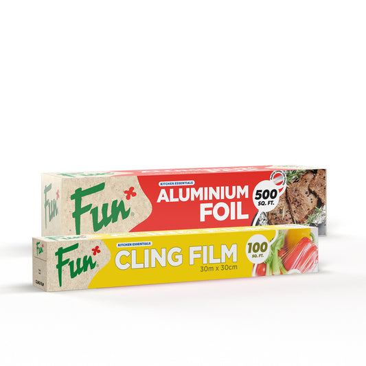 Fun® Promopack Aluminum Foil 500 SQ. FT & Cling Film Wrapper 30 m x 30 cm