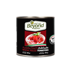 Can of Beyond Kitchen whole peeled tomatoes on a white background