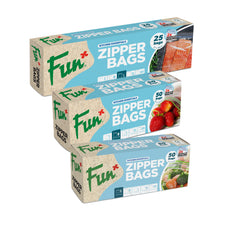 Fun® Complete Food Storage Bundle – Assorted Zipper & Freezer Bags (3 Sizes)