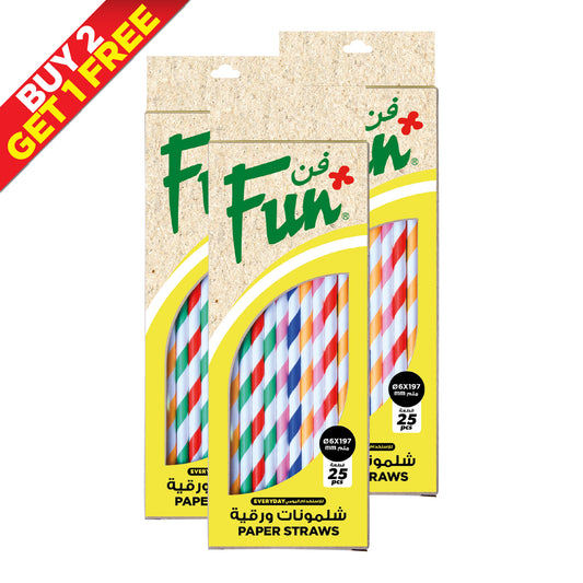 B2G1 - Fun® Paper Straight Assorted Colors Straws 6x197mm [25pcs x 1pkt]