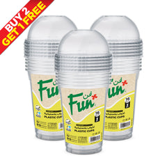 B2G1 - Fun® Plastic Clear Cup 16oz with lid [5pcs x 1pkt]