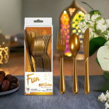 Fun® Ramadan Style HD Cutlery Set (Spoon+Fork+Knife) Golden - Pack of 18