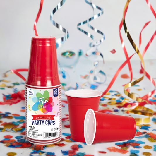 Fun® Plastic Red Cups 16oz [25pcs x 1pkt]