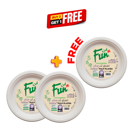 B2G1 Fun® Biodegradable Moulded Fibre Plate Ø10in [P:10pcsx1pkt]