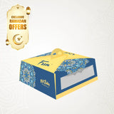 Fun® Ramadan Kareem Style Paper Cake Box 29x29x11.5cm, Blue (400gsm)