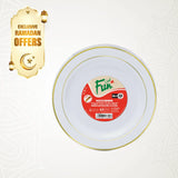 Fun® Premium Round Plate 26cm - White with Gold Ring [P:10pcsx1pkt]