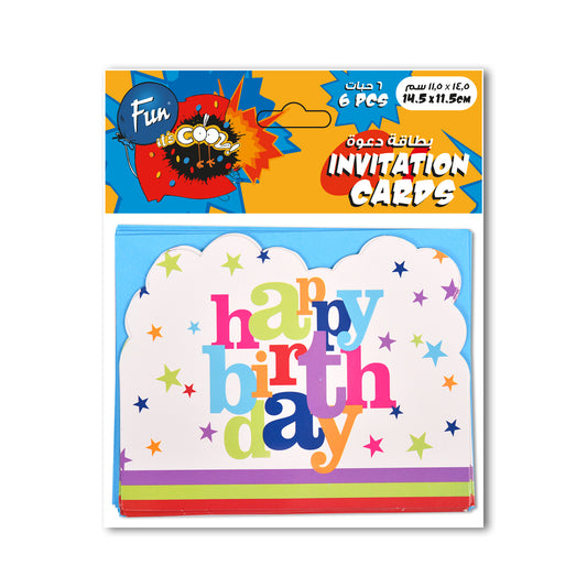 Fun® Invitation Cards 14.5*11 - Happy Birthday Design [6pcs x 1pkt]