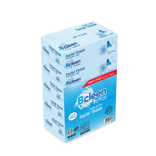 Bcleen® 2-Ply White Facial Tissue 19x21cm x 140 Sheets [5pcs x 1pkt]