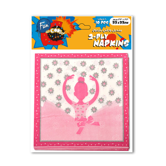 Fun® 2-Ply Napkins 33x33cm - Ballerina Design [10pcs x 1pkt]
