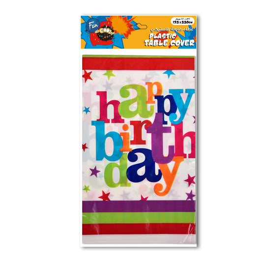 Fun® Plastic Table Cover 132*220cm - Happy Birthday Design [1pc]