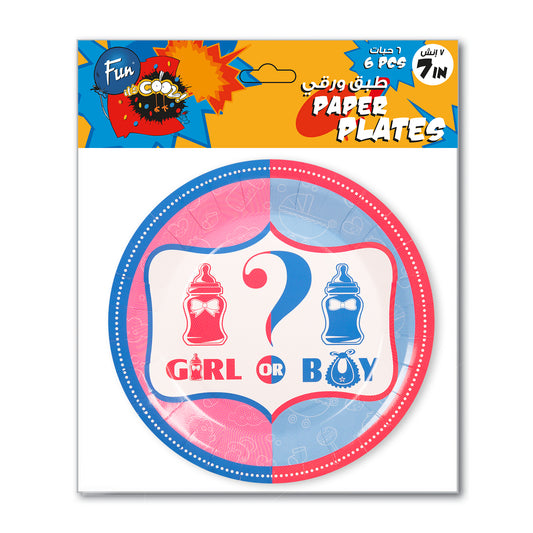 Fun® Paper Plates 7in - Boy or Girl Design [6pcs x 1pkt]