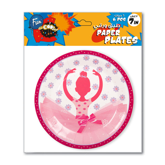 Fun® Paper Plates 7in - Ballerina Design [6pcs x 1pkt]
