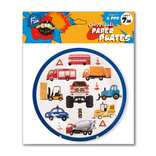 Fun® Paper Plates 7in - Car Design [6pcs x 1pkt]