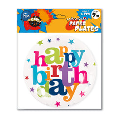 Fun Paper Plates 7in - Happy Birthday Design [6pcs x 1pkt]