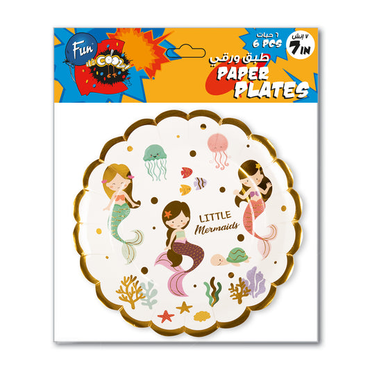 Fun® Paper Plates 7in - Mermaid Design [6pcs x 1pkt]