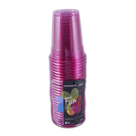 Fun® Plastic Pink Cups 8oz [25pcs x 1pkt]