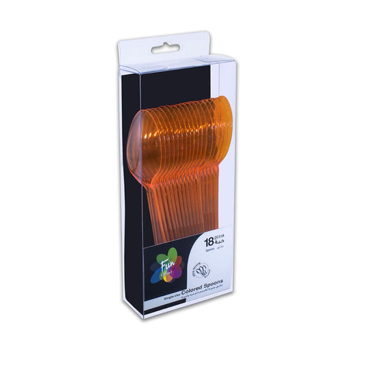 Fun® Heavy Duty Orange Plastic Spoons [18pcs x 1pkt]