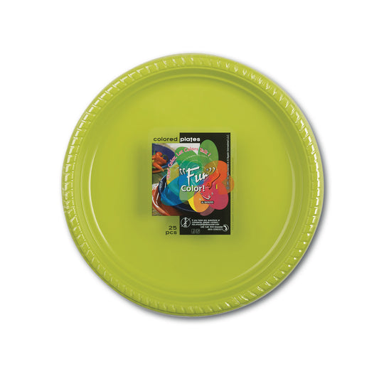 Fun® Plastic Meduim Green Plates [25pcs x 1pkt]