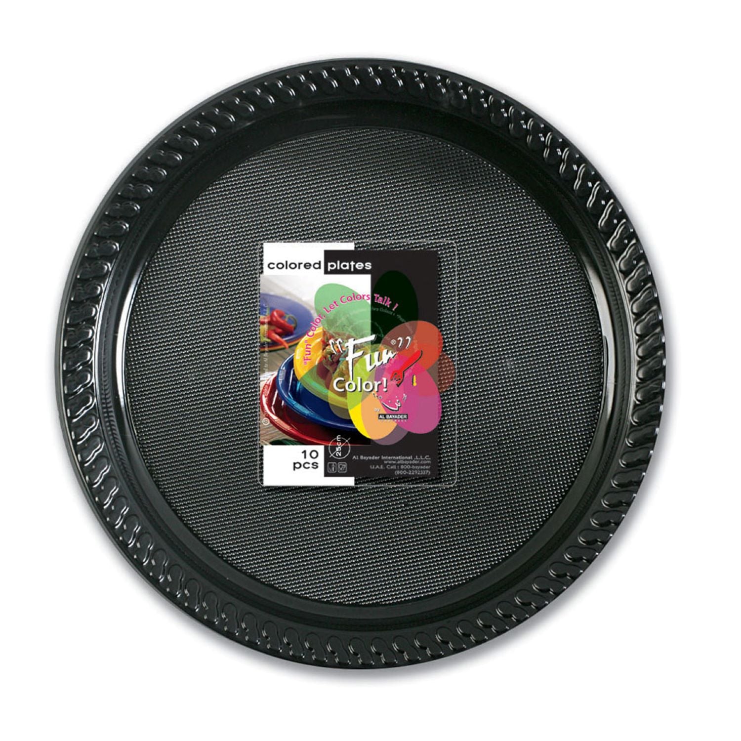 Fun® Color Party Plastic Plates set, Black, Large, Pack of 10