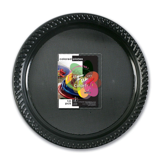 Fun® Plastic Large Black Plates [10pcs x 1pkt]