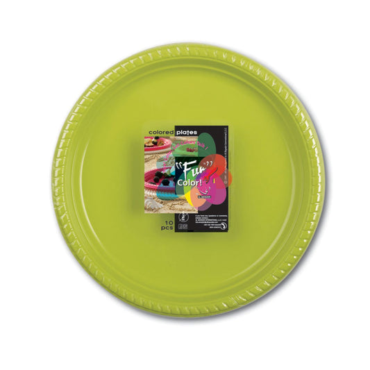 Fun® Plastic Large Green Plates [10pcs x 1pkt]