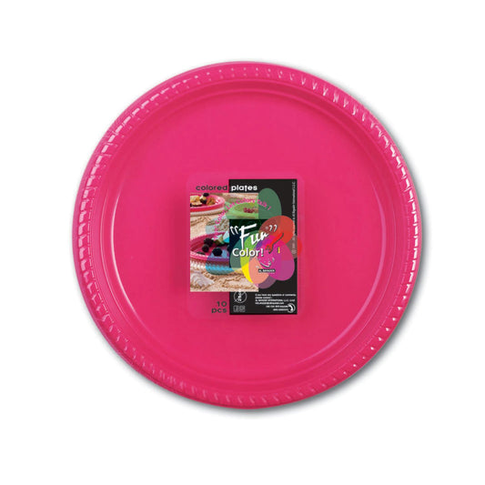 Fun® Plastic Large Pink Plates [10pcs x 1pkt]