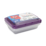 Fun® Indispensable Plastic Transparent Container with Plum Lid - 28oz Pack of 5